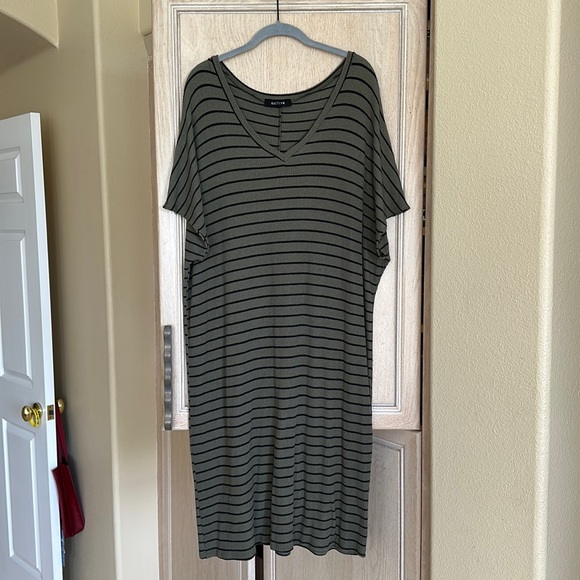 Kaitlyn Olive Girl Pull Over Striped Dress - Picture 1 of 4